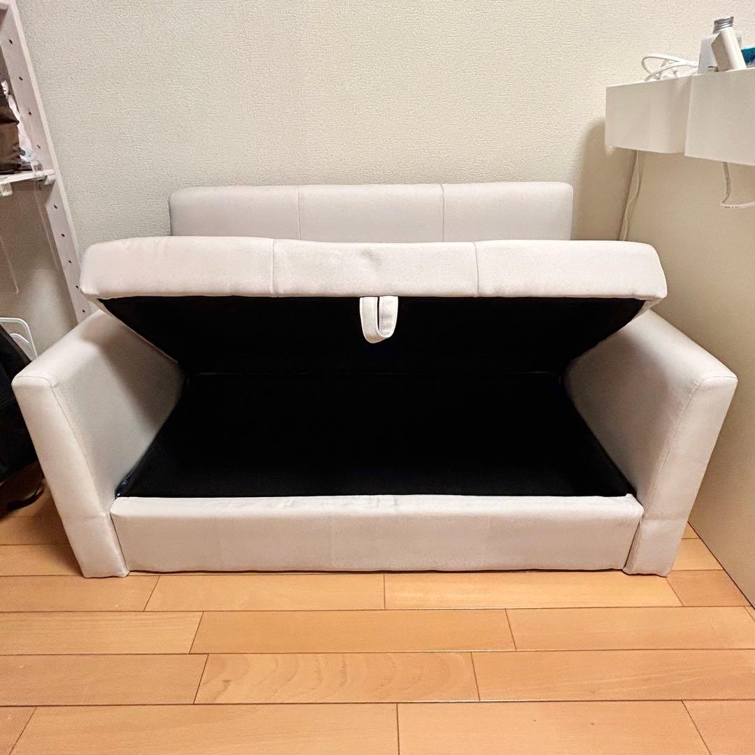 2人掛け収納付きソファ/コンパクトサイズ/ファブリックロータイプ/1人暮らし