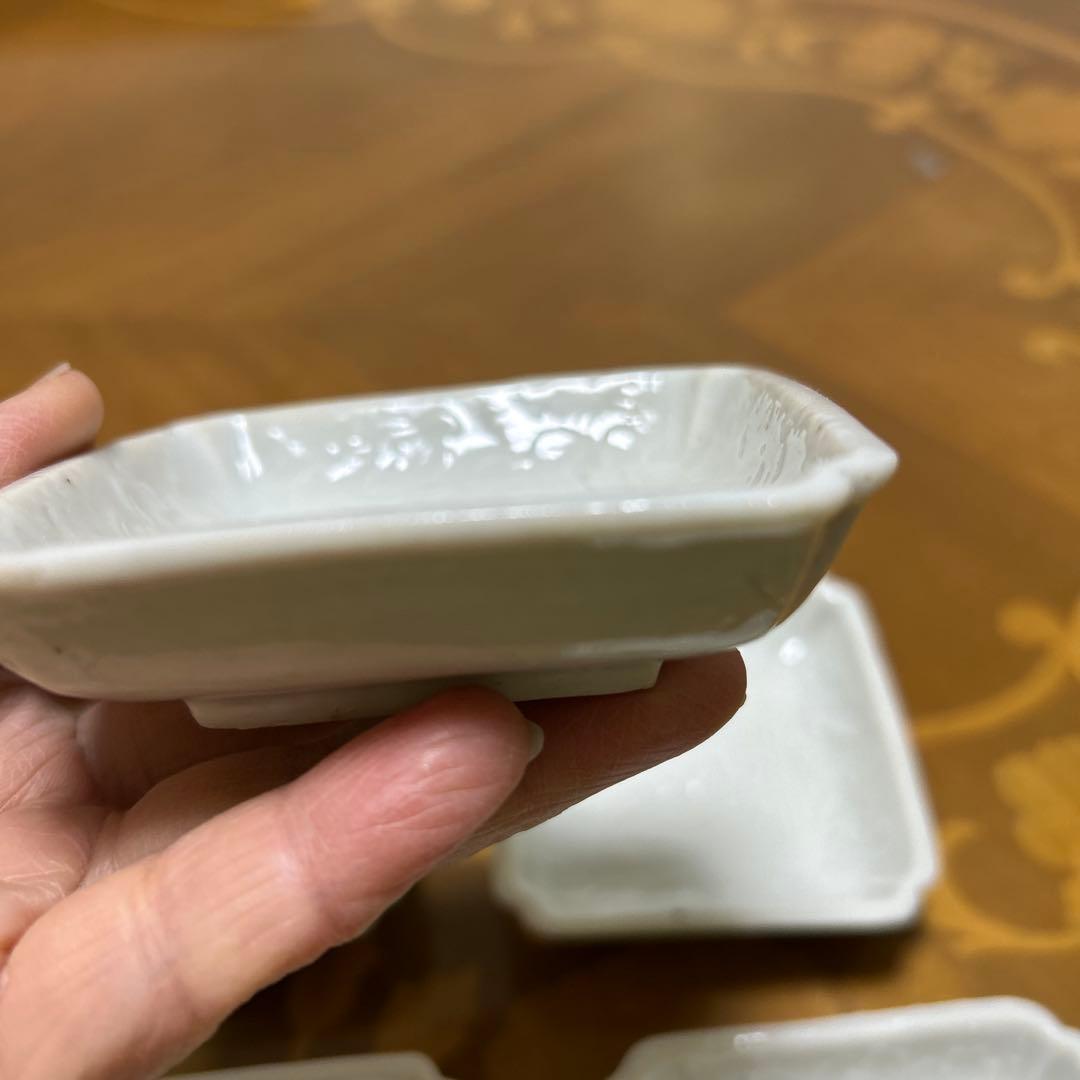 レア　珉平焼 民平焼　白磁　瑞雲文様 5枚セット　小皿　豆皿