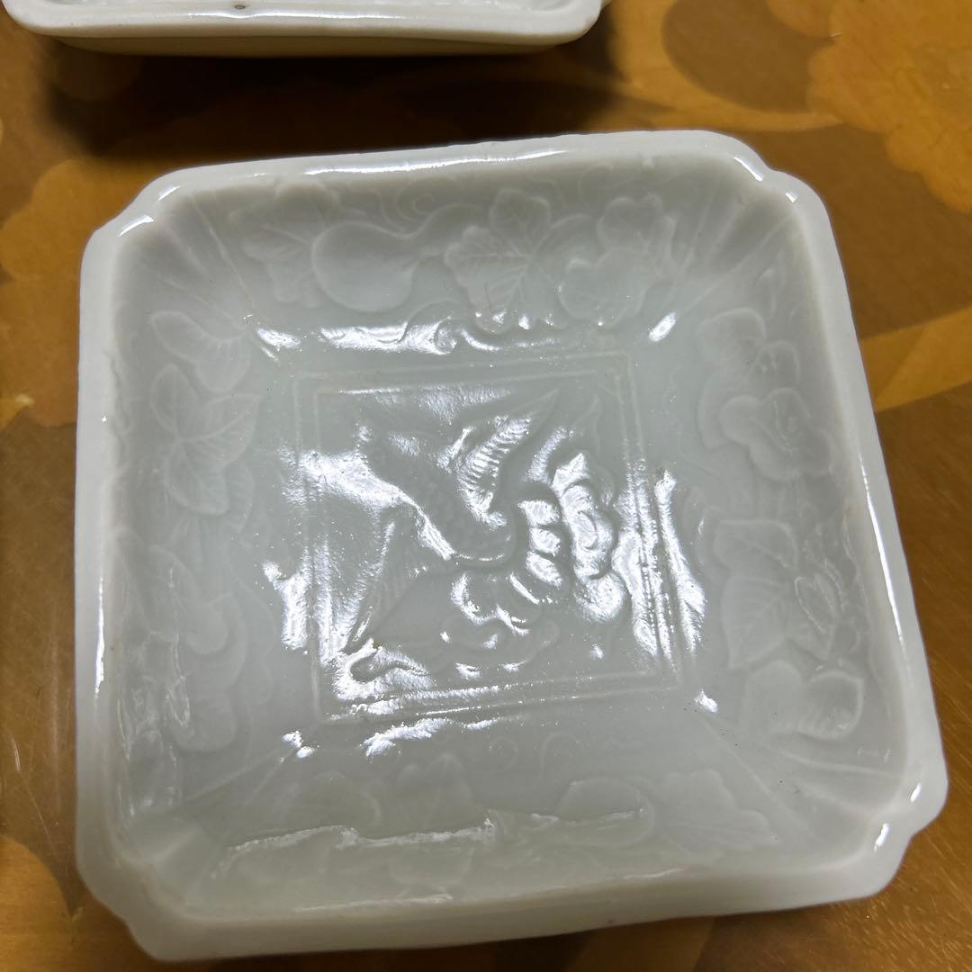 レア　珉平焼 民平焼　白磁　瑞雲文様 5枚セット　小皿　豆皿