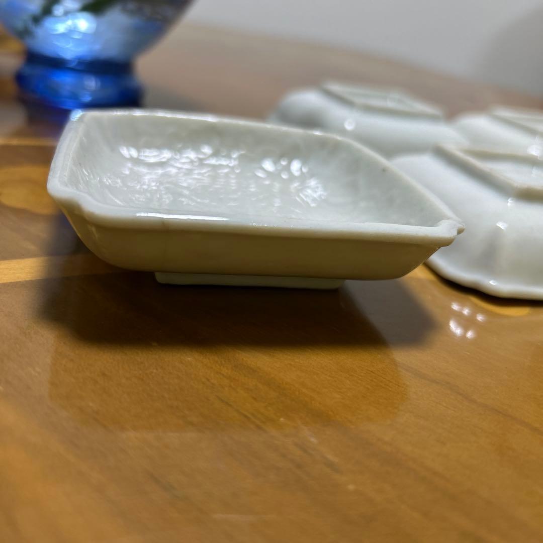 レア　珉平焼 民平焼　白磁　瑞雲文様 5枚セット　小皿　豆皿