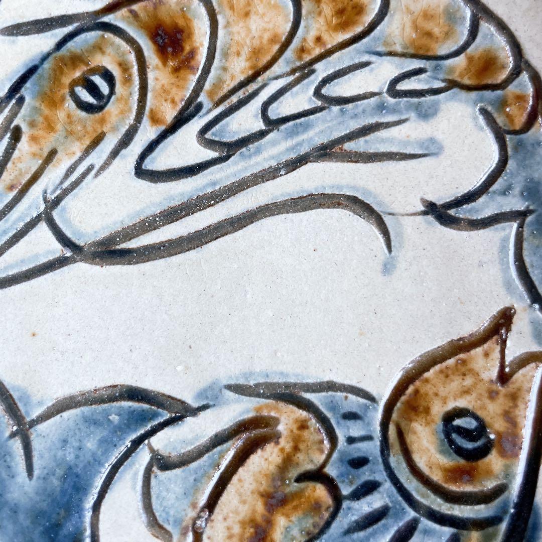 金城次郎 海老文 魚文5寸皿 壺屋焼 やちむん 沖縄 民藝