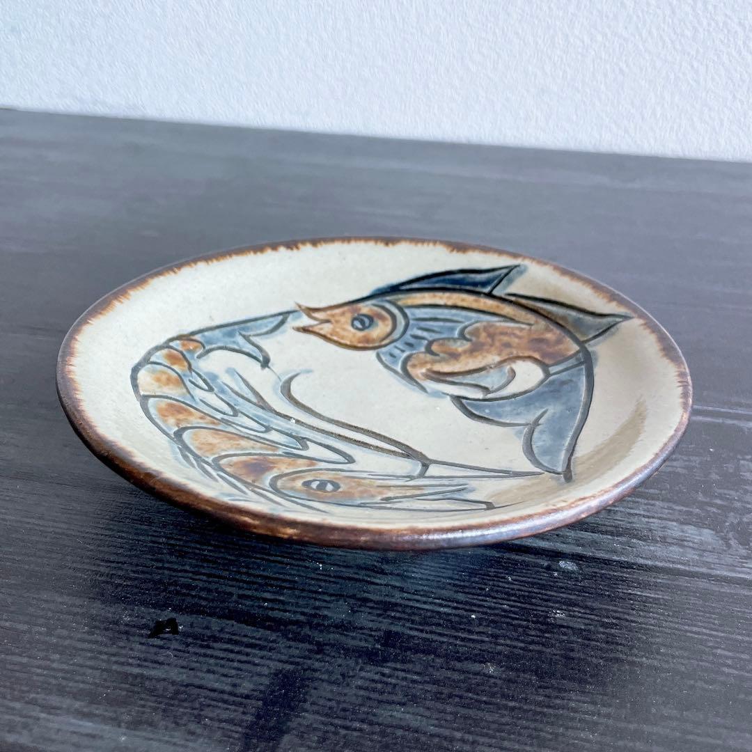 金城次郎 海老文 魚文5寸皿 壺屋焼 やちむん 沖縄 民藝