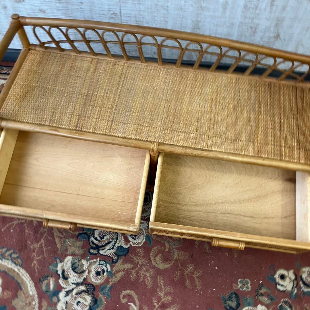 昭和レトロ ラタンサイドボード テレビ台 古家具 2段4杯 引き出し箪笥