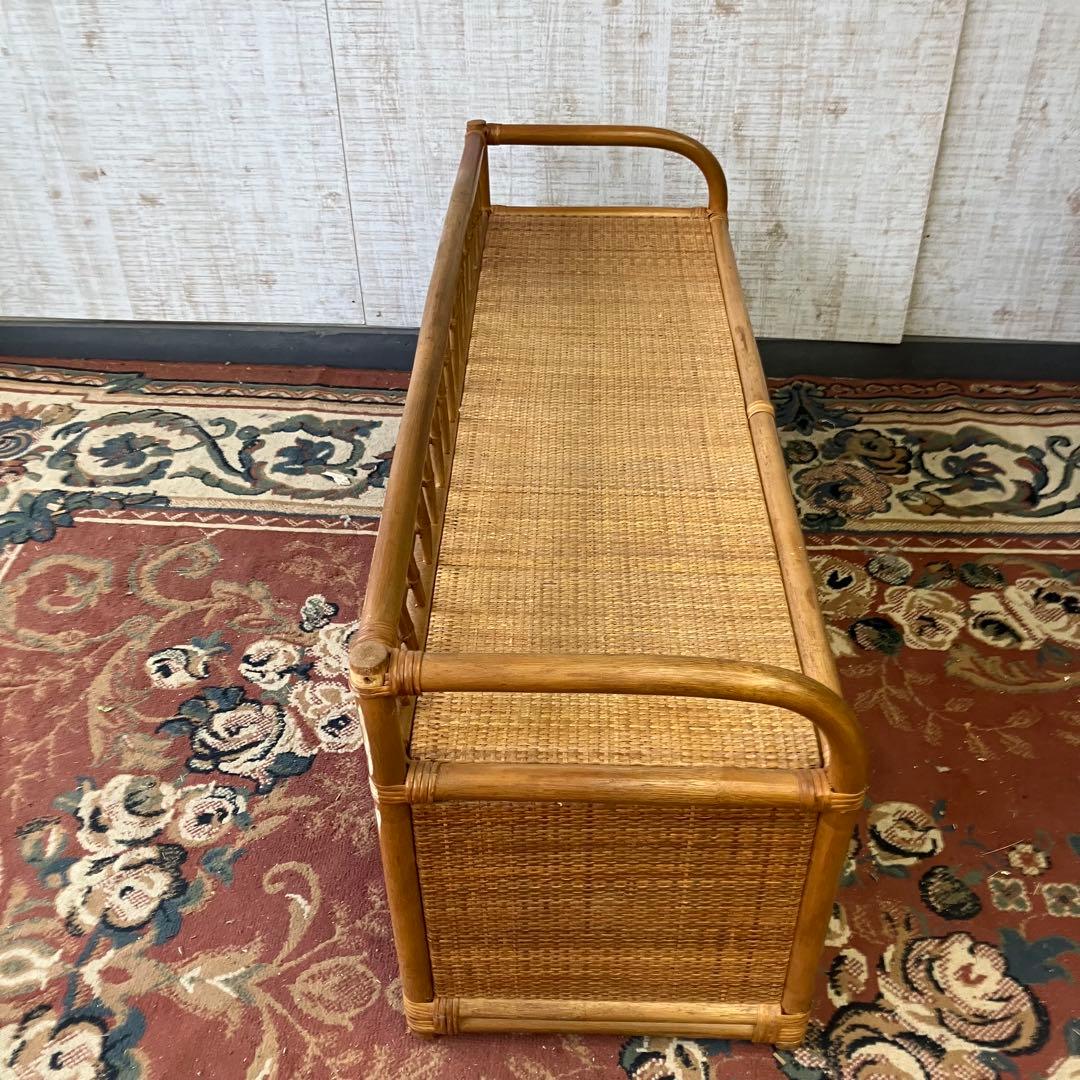 昭和レトロ ラタンサイドボード テレビ台 古家具 2段4杯 引き出し箪笥