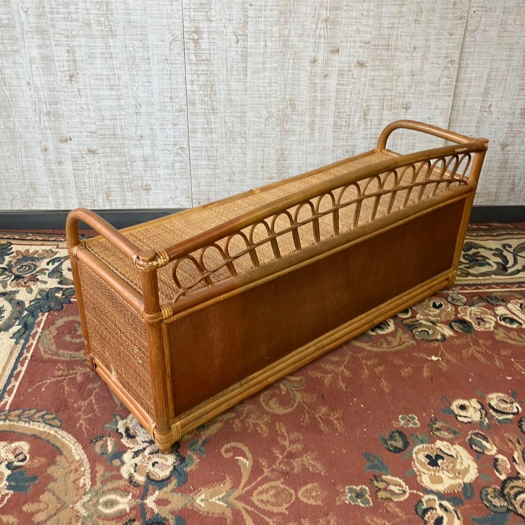 昭和レトロ ラタンサイドボード テレビ台 古家具 2段4杯 引き出し箪笥