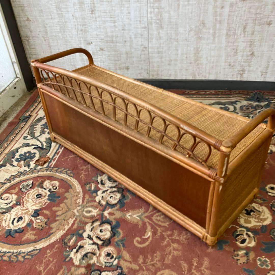 昭和レトロ ラタンサイドボード テレビ台 古家具 2段4杯 引き出し箪笥