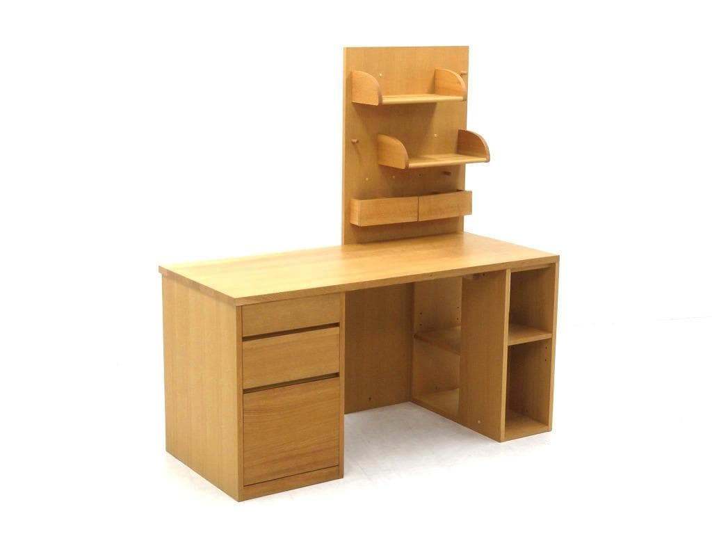 展示品　飛騨産業　キツツキ　オーク材　無垢材　デスク　書斎机　勉強机　収納付き