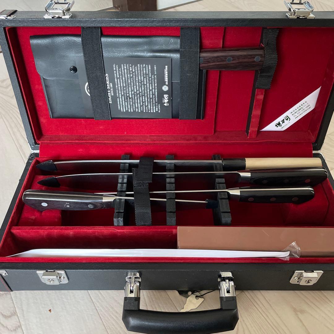 服部栄養専門学校 堺刀司 包丁セット 6本&２本ハードケース鍵付　※単品売りなし