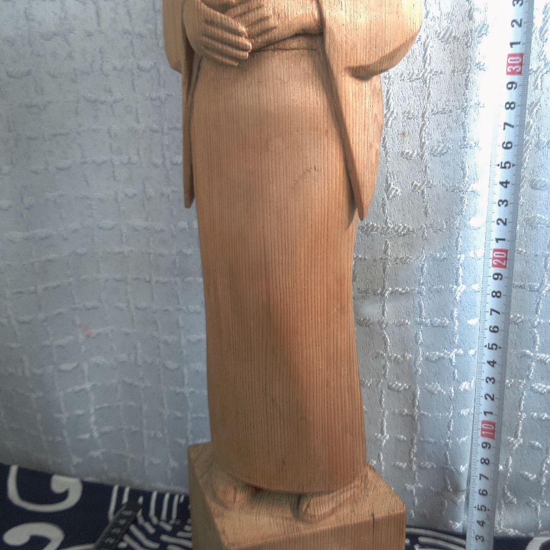 骨董２ 木製 日本人形 着物 約40cm