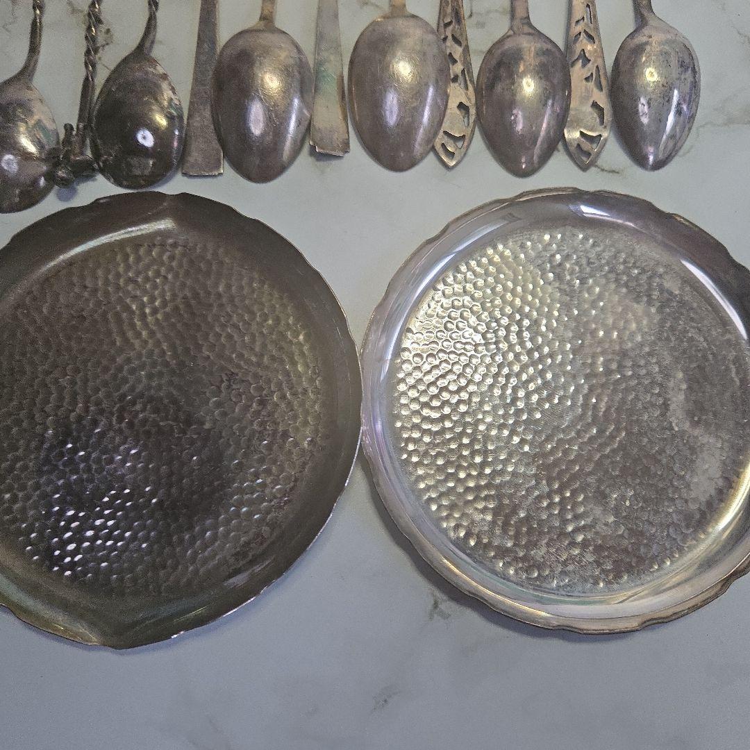 スプーン8本と皿2枚のセット950silver