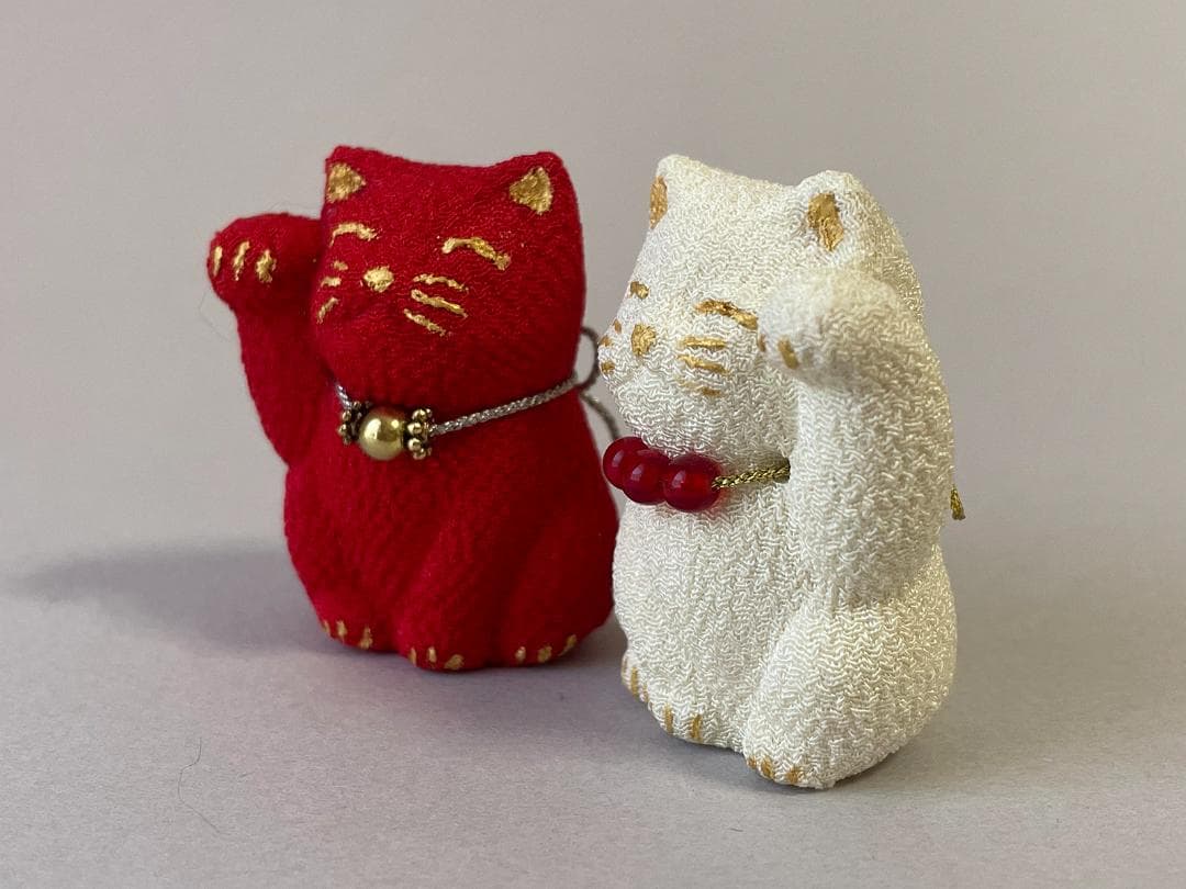 ミニチュア招き猫・紅白2体セット by suzunao