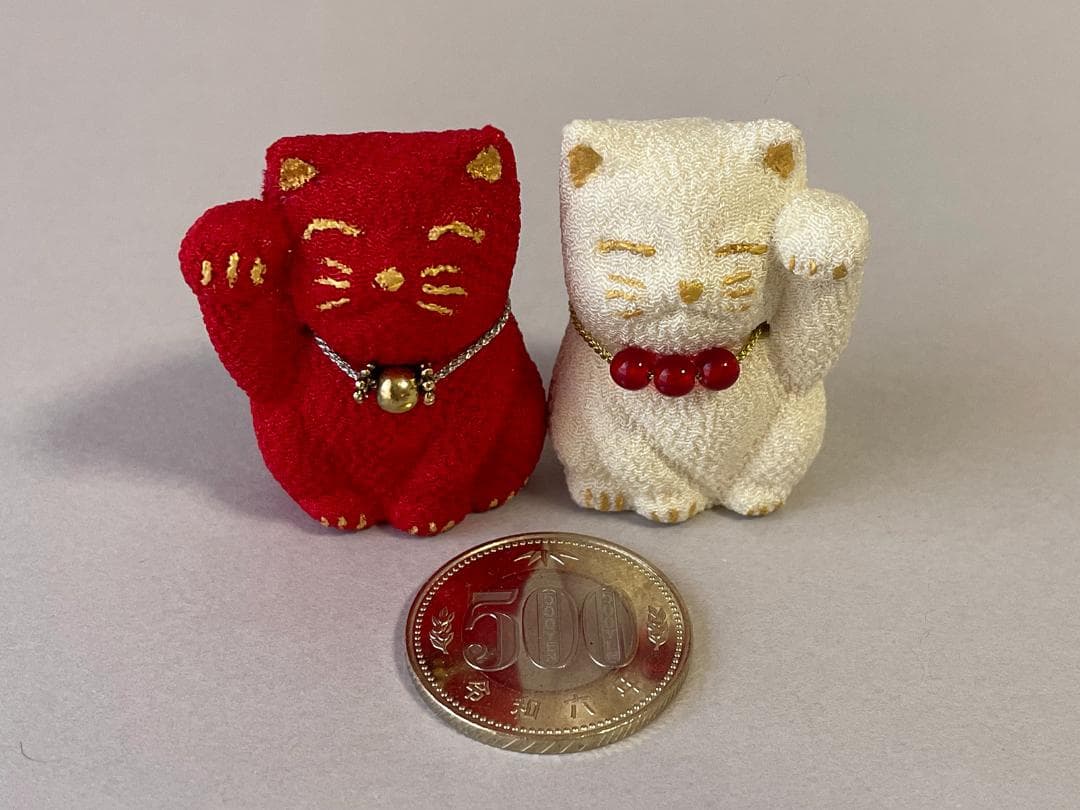 ミニチュア招き猫・紅白2体セット by suzunao