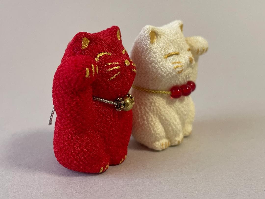 ミニチュア招き猫・紅白2体セット by suzunao