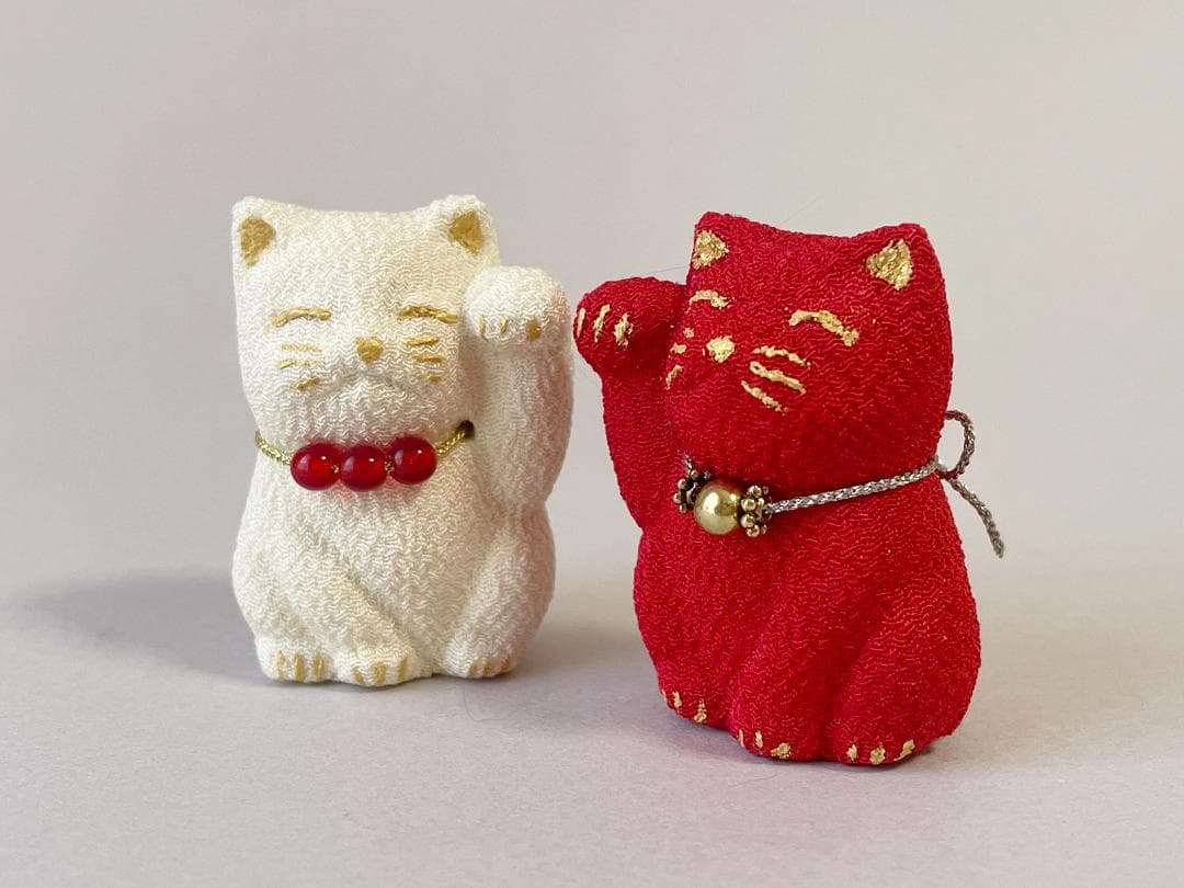 ミニチュア招き猫・紅白2体セット by suzunao