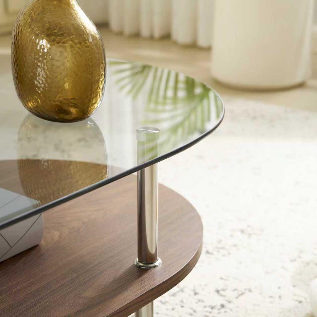 【新品】組立簡単 二段収納付きガラステーブル 強化ガラス スチール脚