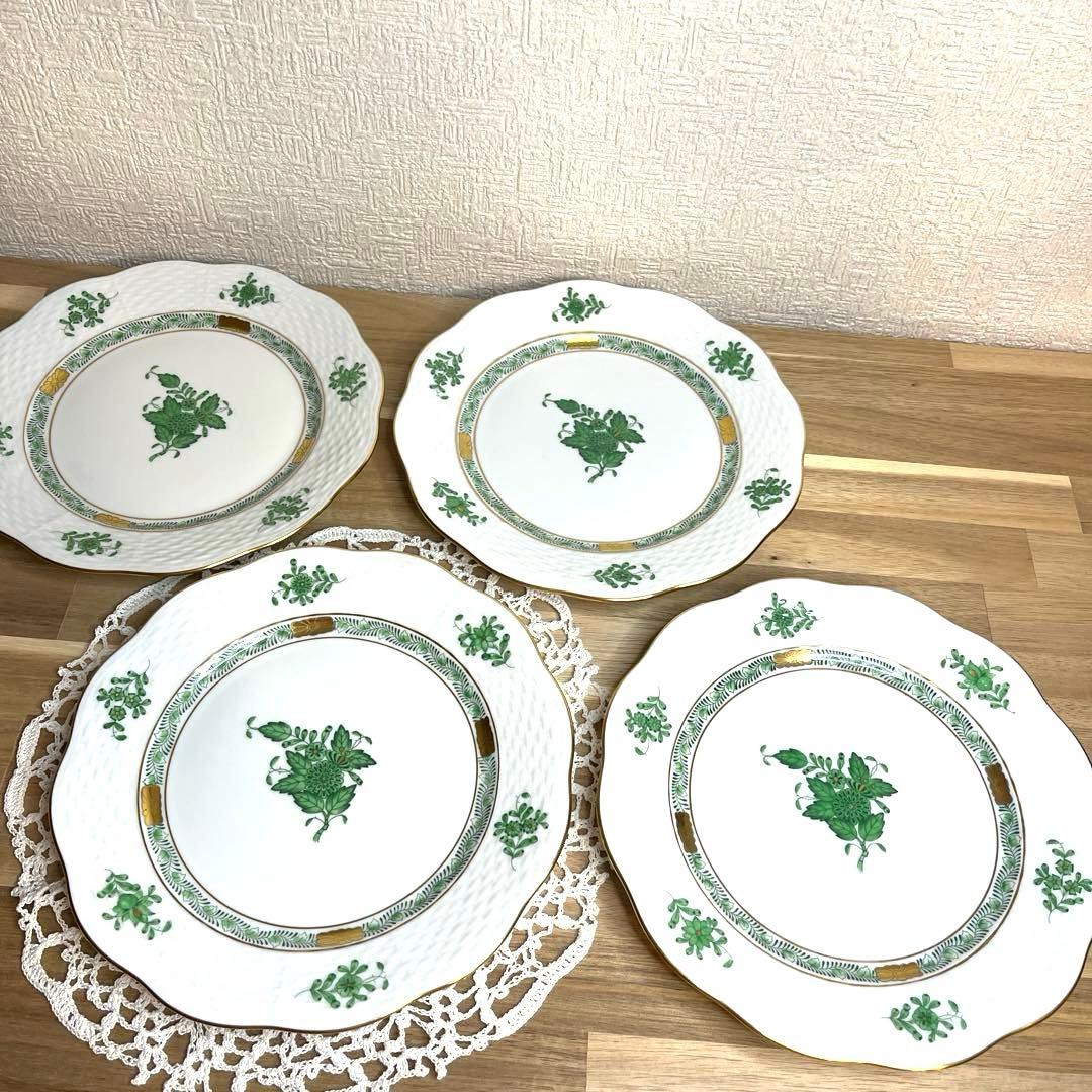 ⭐️ヘレンド⭐️デザートプレート アポニーグリーン 19cm ４枚セット