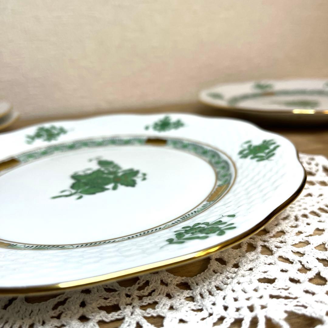 ⭐️ヘレンド⭐️デザートプレート アポニーグリーン 19cm ４枚セット