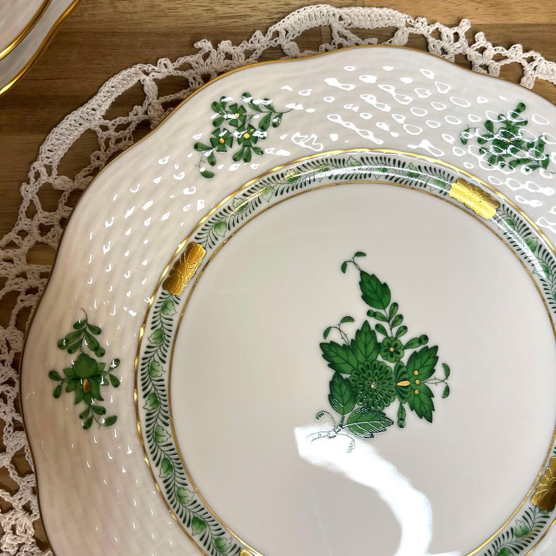 ⭐️ヘレンド⭐️デザートプレート アポニーグリーン 19cm ４枚セット