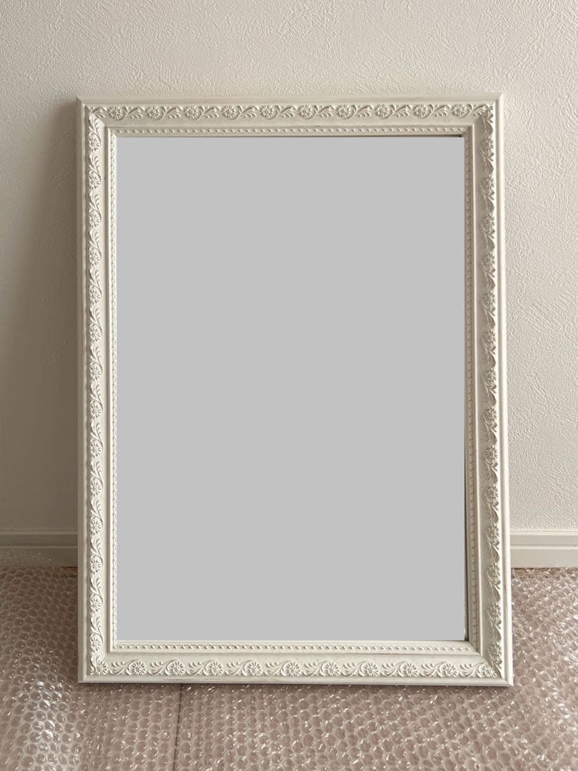 アンティークミラー　　壁掛け鏡　姿見鏡　ホワイトアンティーク