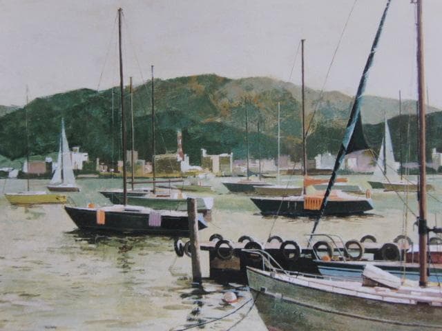 松井茂樹、【ハーバー】、希少な額装用画集画、新品高級額 額装付、状態良好