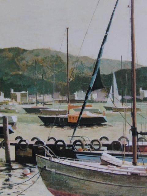 松井茂樹、【ハーバー】、希少な額装用画集画、新品高級額 額装付、状態良好