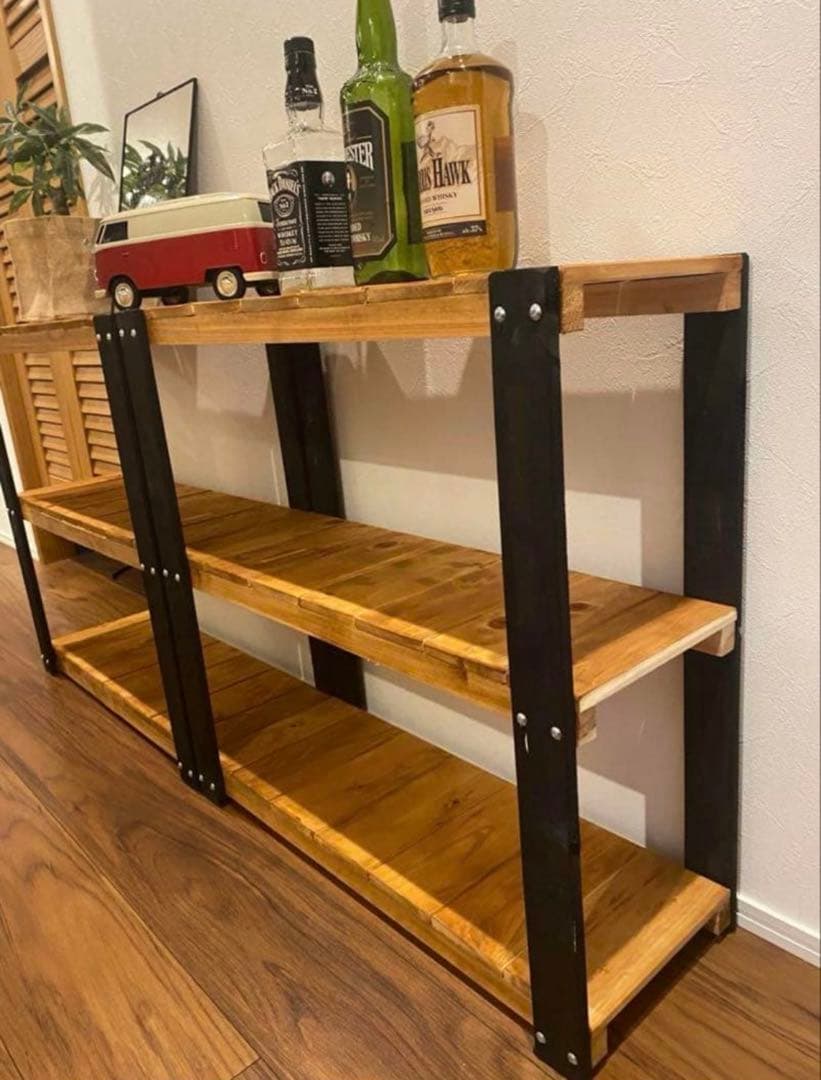 アイアン風3段ラック 飾り棚　収納棚　アメリカン