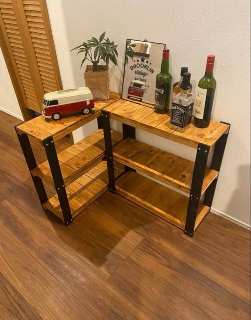 アイアン風3段ラック 飾り棚　収納棚　アメリカン