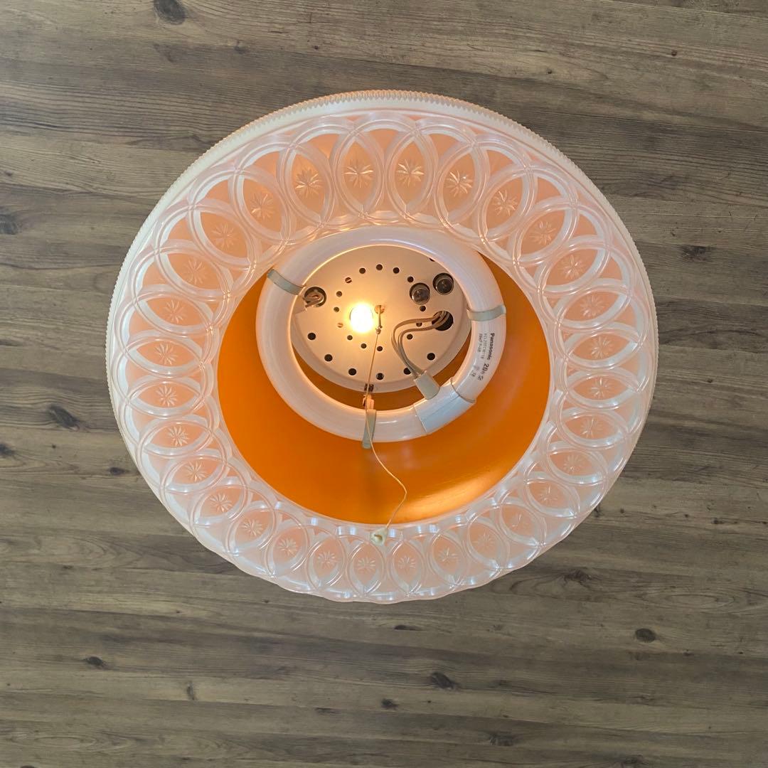 昭和レトロ　ペンダントライト　天井照明　オレンジ　当時物　レトロポップ