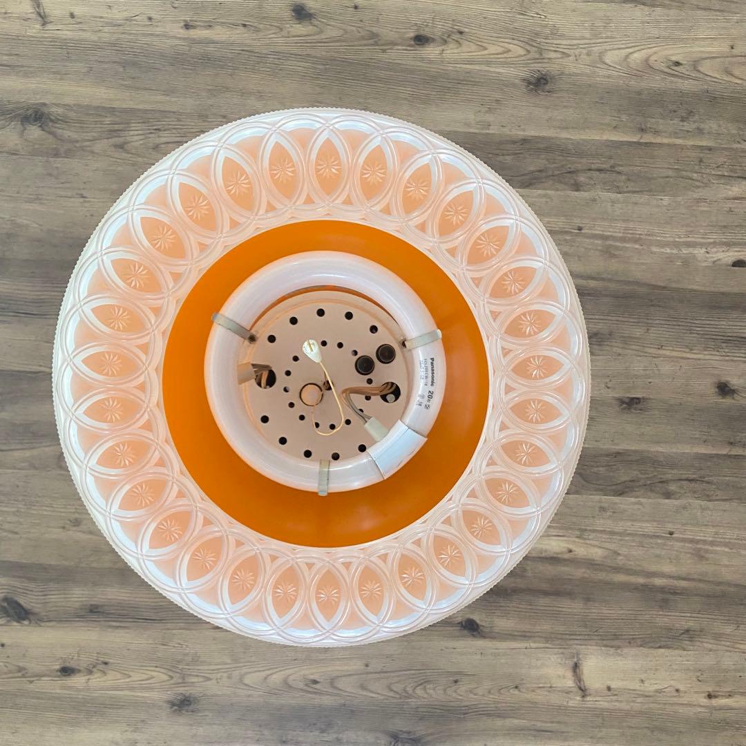 昭和レトロ　ペンダントライト　天井照明　オレンジ　当時物　レトロポップ