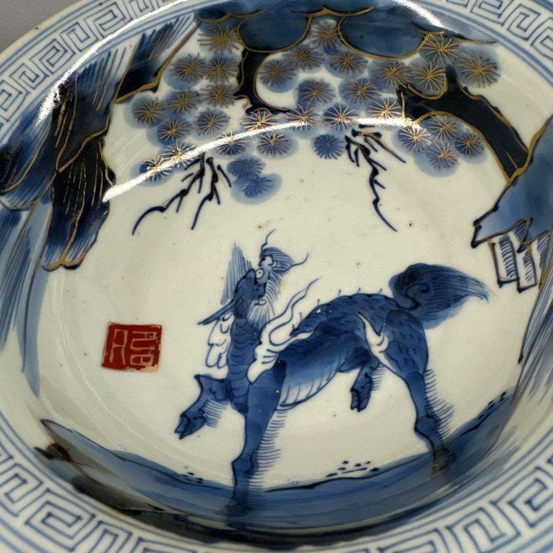 高台丼・古伊万里・麒麟図・松と梅