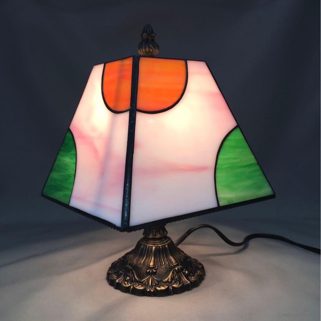 白　ステンドグラス　フロアランプ　ローズベース