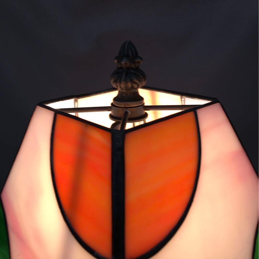 白　ステンドグラス　フロアランプ　ローズベース