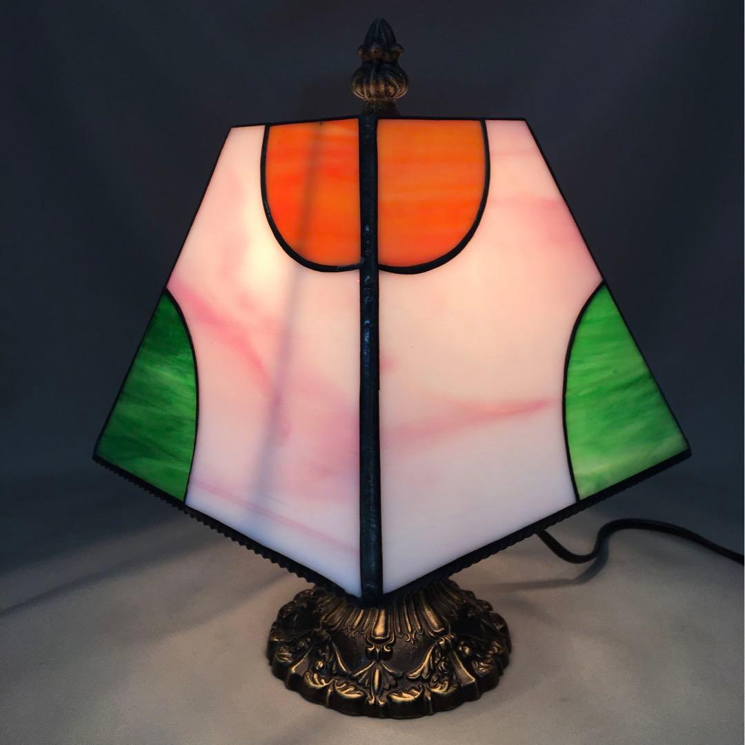 白　ステンドグラス　フロアランプ　ローズベース