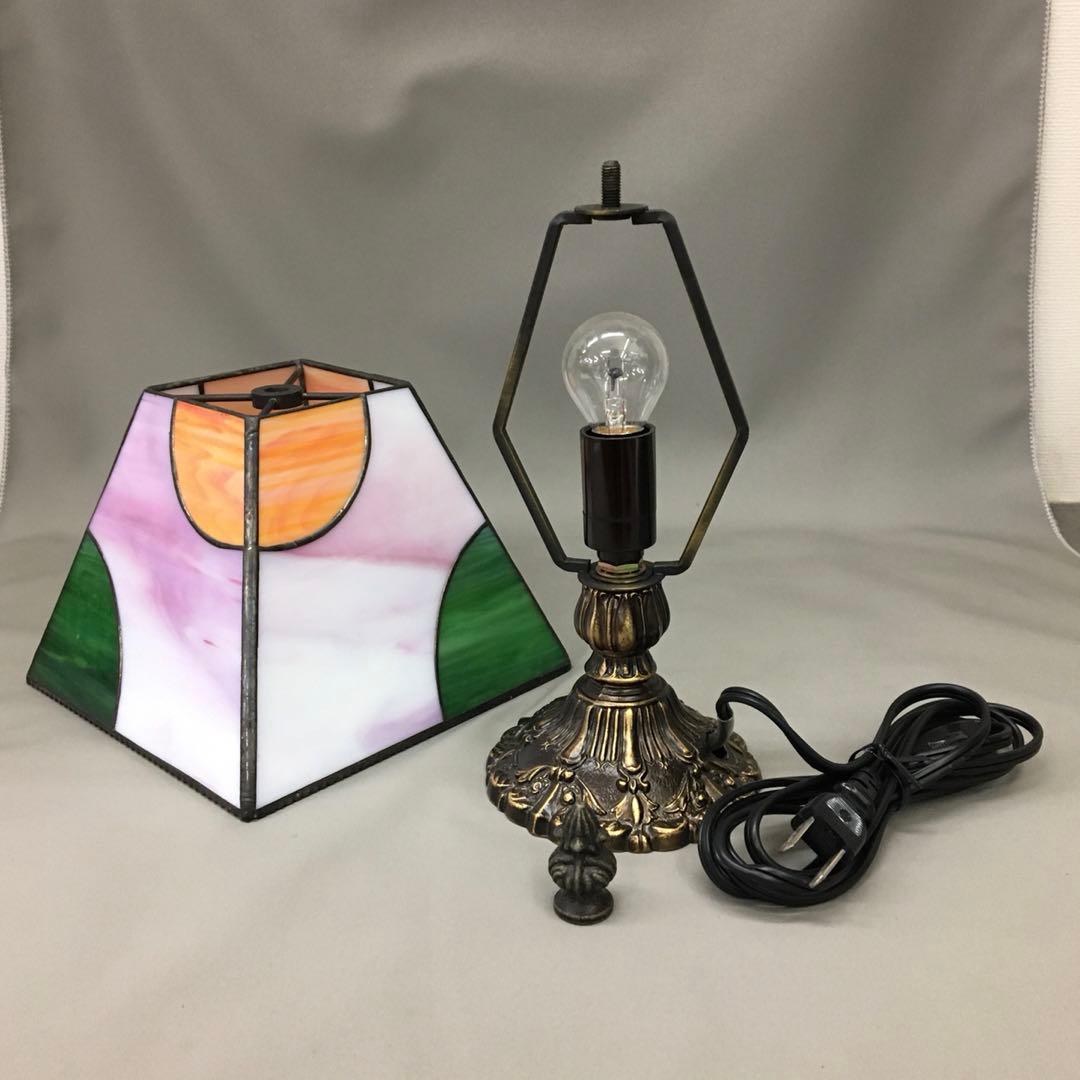 白　ステンドグラス　フロアランプ　ローズベース