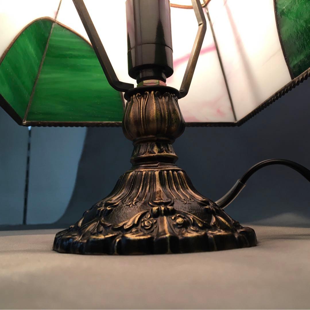 白　ステンドグラス　フロアランプ　ローズベース