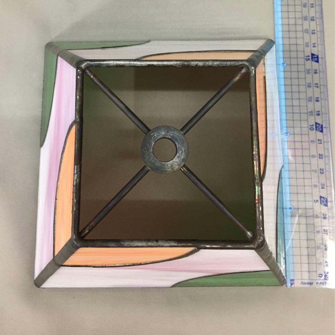 白　ステンドグラス　フロアランプ　ローズベース