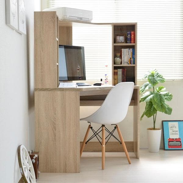 《新品・送料無料》パソコンデスク L字型 コーナー 机 オーク 北欧風