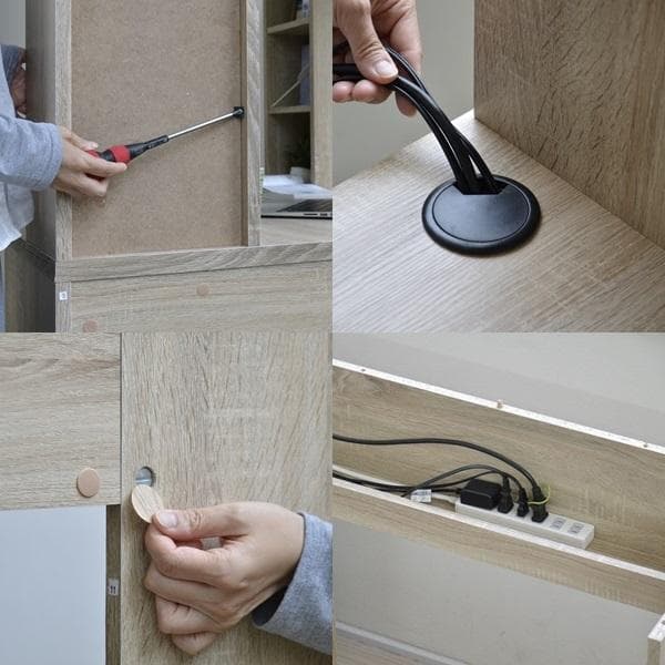 《新品・送料無料》パソコンデスク L字型 コーナー 机 オーク 北欧風