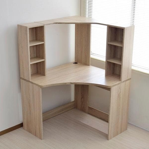 《新品・送料無料》パソコンデスク L字型 コーナー 机 オーク 北欧風