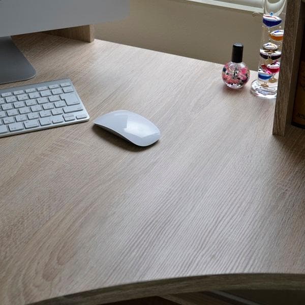 《新品・送料無料》パソコンデスク L字型 コーナー 机 オーク 北欧風