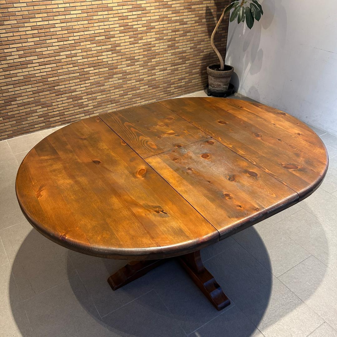 新春還元セール♥輸入家具　伸長式ダイニングセット　オーバル型　無垢材　６人掛け