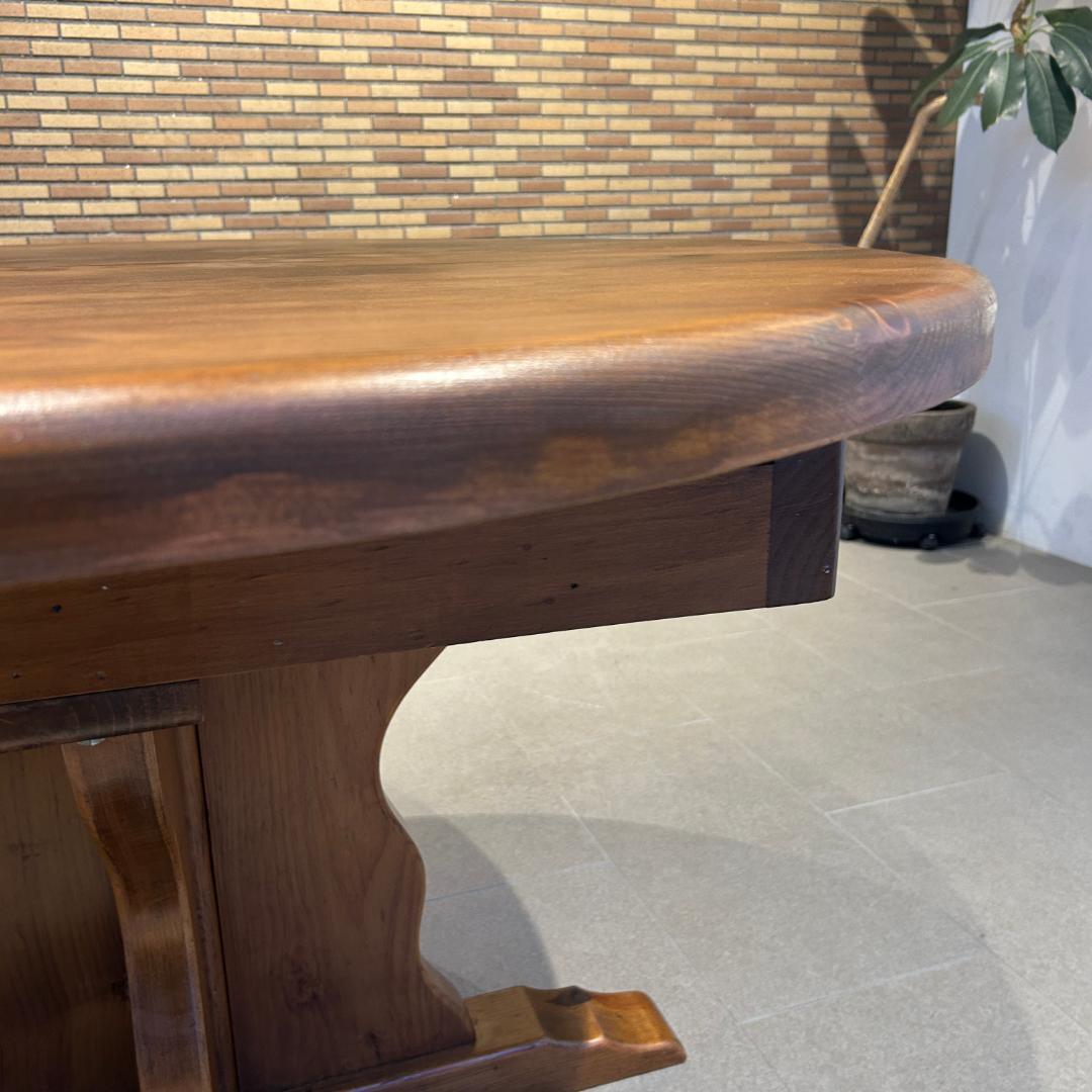 新春還元セール♥輸入家具　伸長式ダイニングセット　オーバル型　無垢材　６人掛け