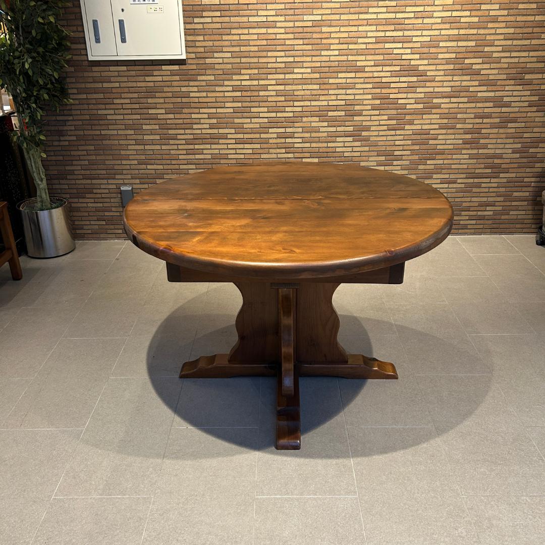 新春還元セール♥輸入家具　伸長式ダイニングセット　オーバル型　無垢材　６人掛け