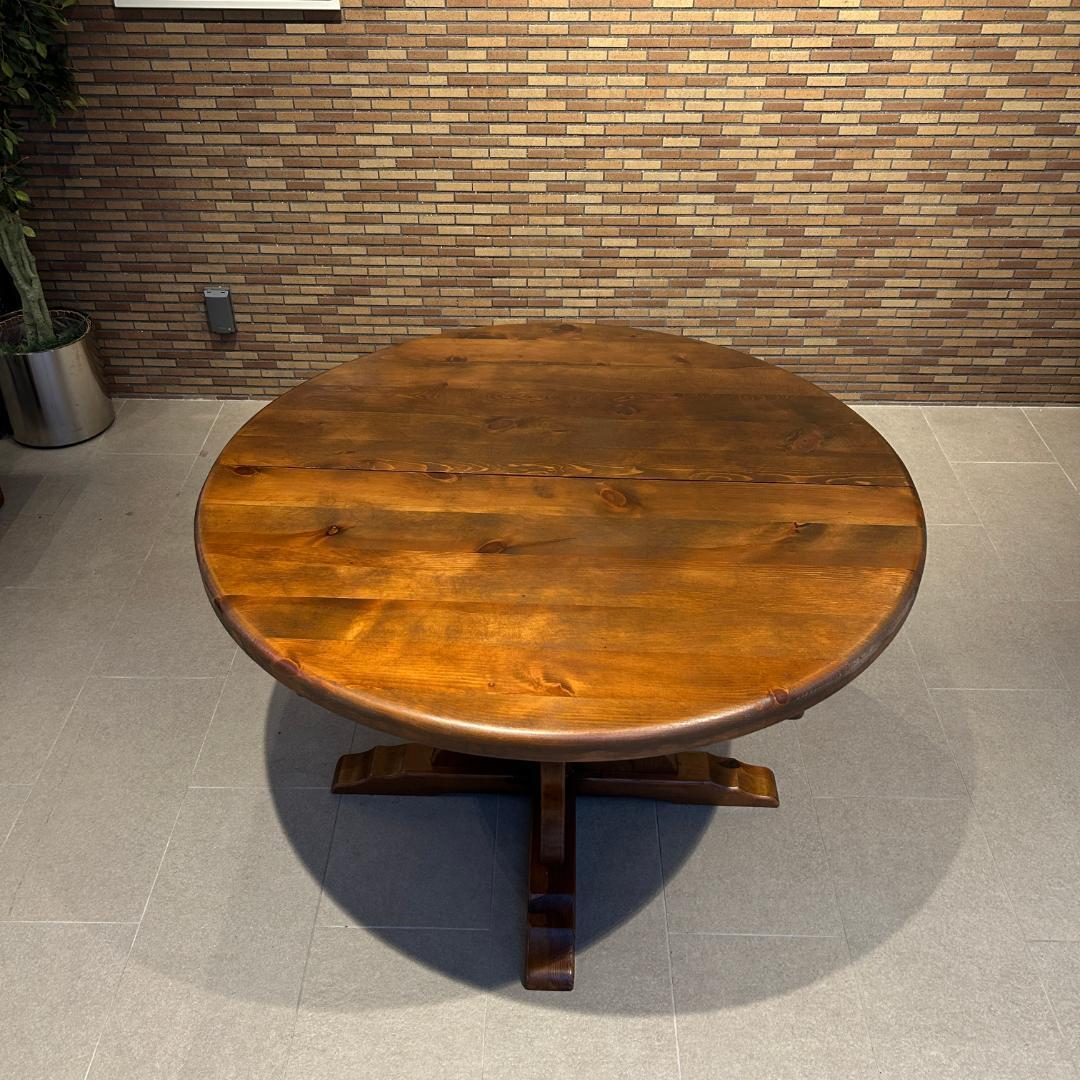 新春還元セール♥輸入家具　伸長式ダイニングセット　オーバル型　無垢材　６人掛け