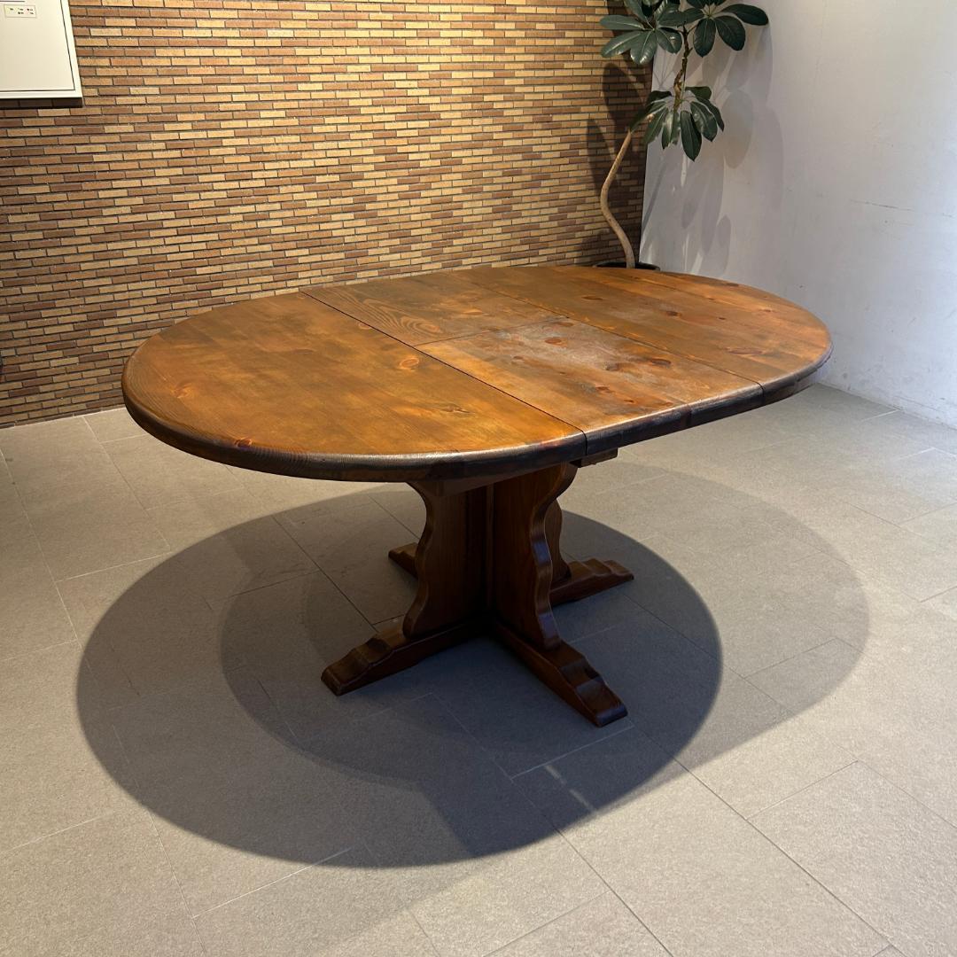 新春還元セール♥輸入家具　伸長式ダイニングセット　オーバル型　無垢材　６人掛け