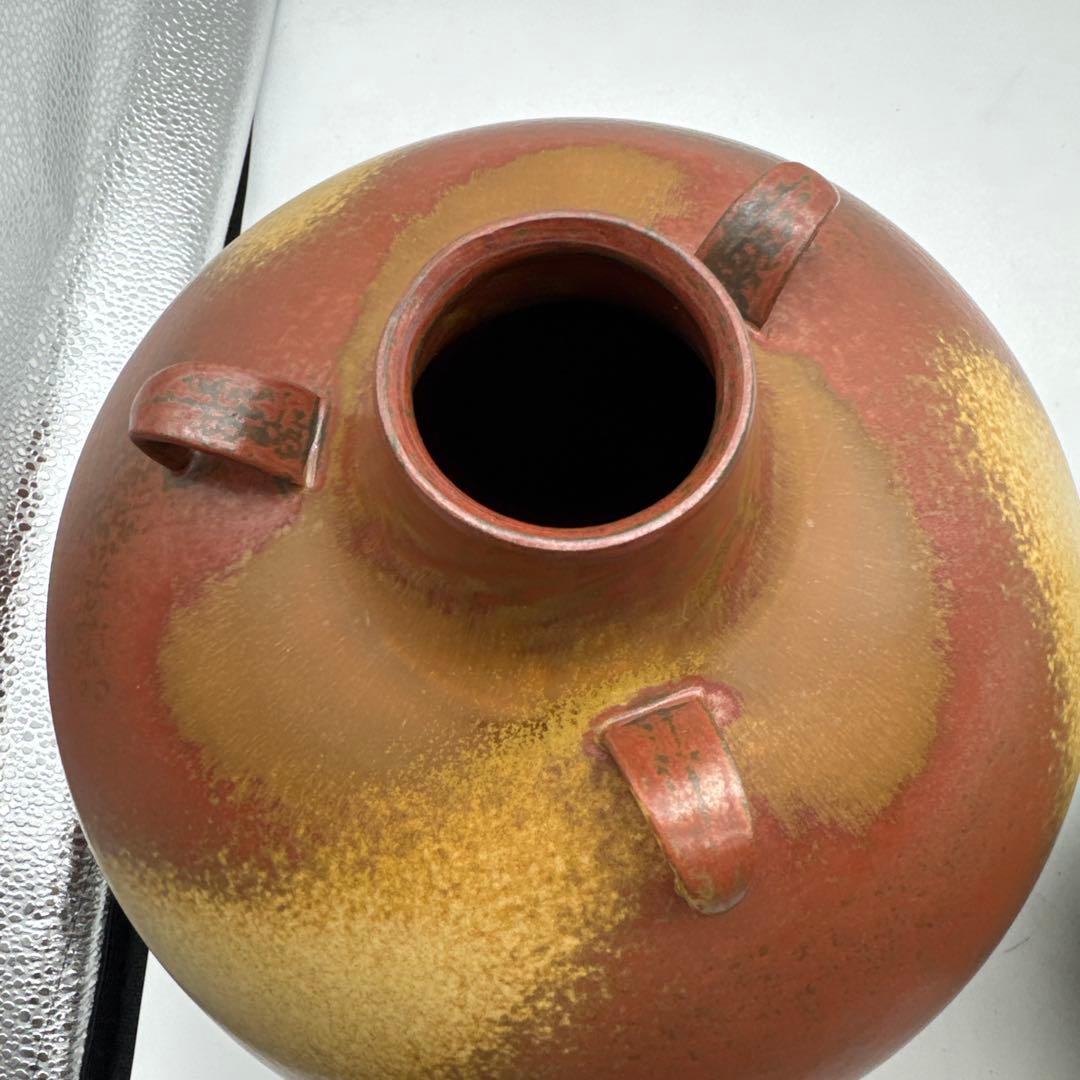 2点山模様の大きな陶器花瓶橘吉古董品 yesteryearfashions.com