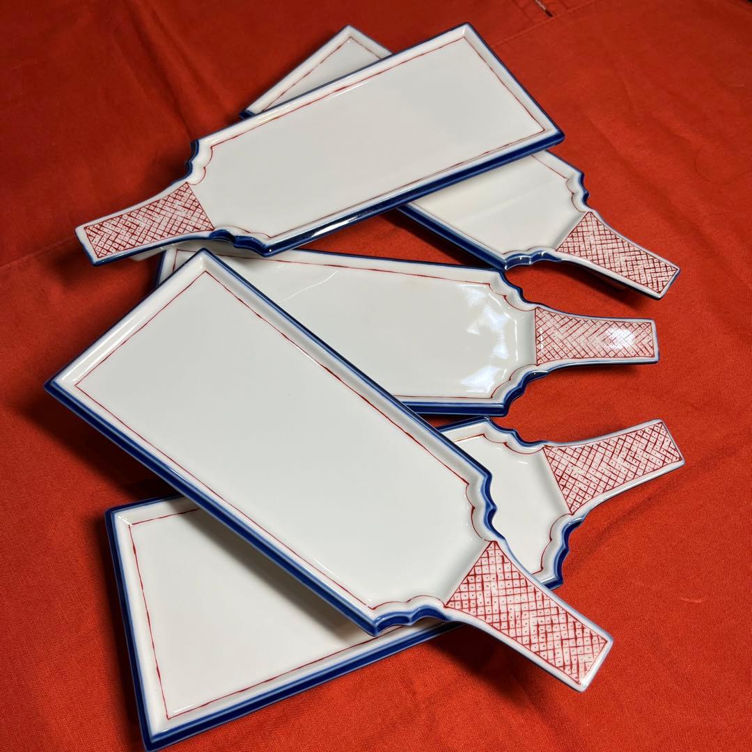 取皿（羽子板）小皿（羽根型）箸置（羽根型）の各5枚セット