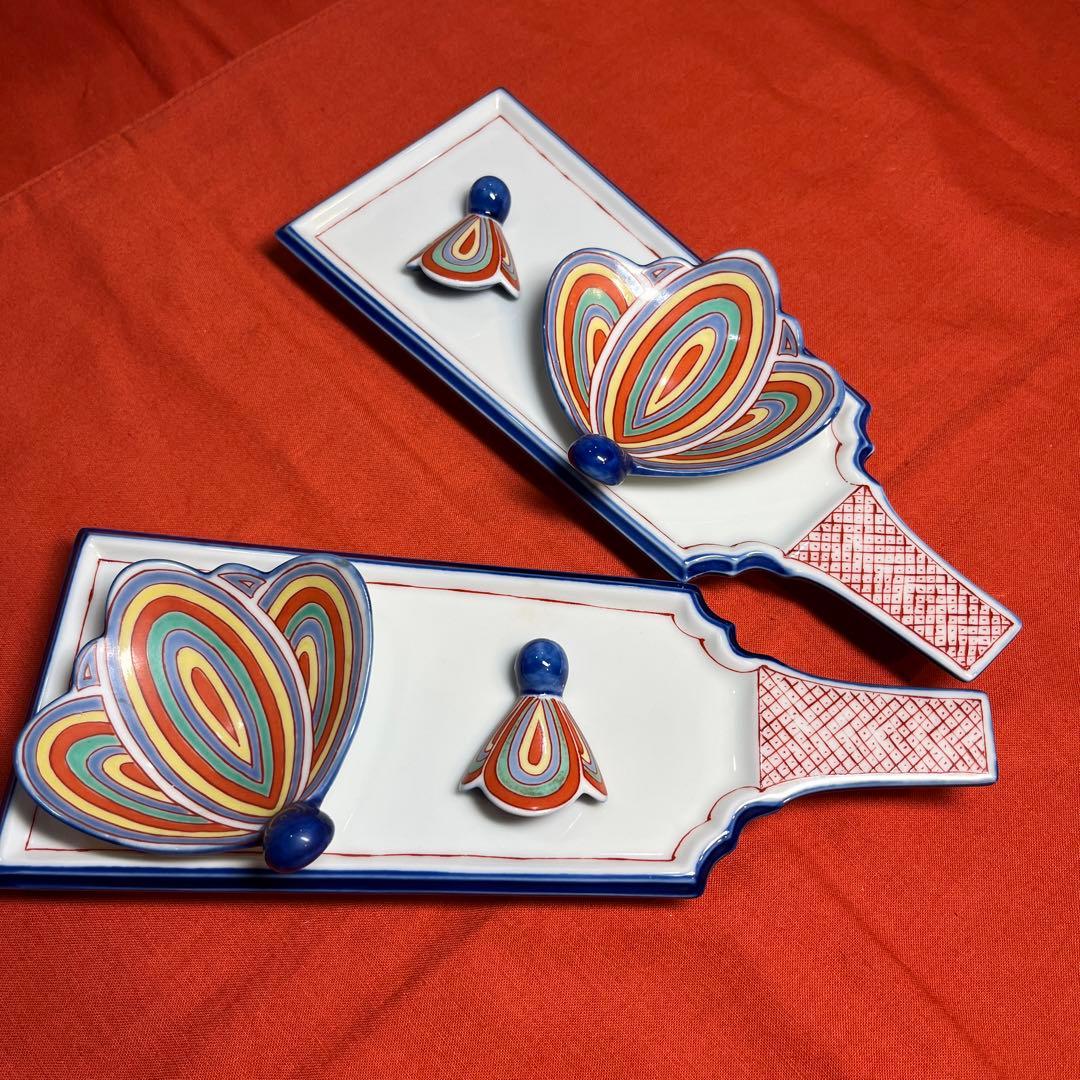 取皿（羽子板）小皿（羽根型）箸置（羽根型）の各5枚セット