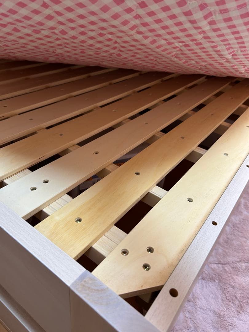 コイズミ　シングルベッド　スノコ 天然ココナッツパームマットレスピンクorブルー