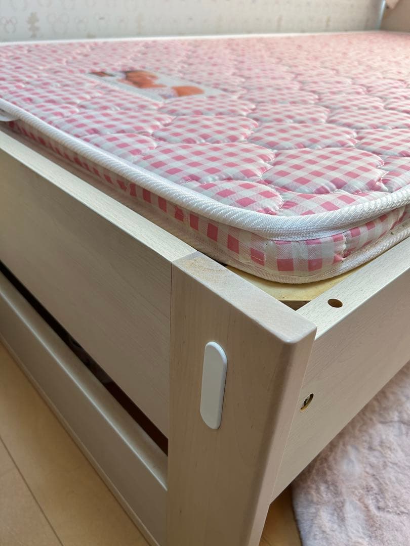 コイズミ　シングルベッド　スノコ 天然ココナッツパームマットレスピンクorブルー